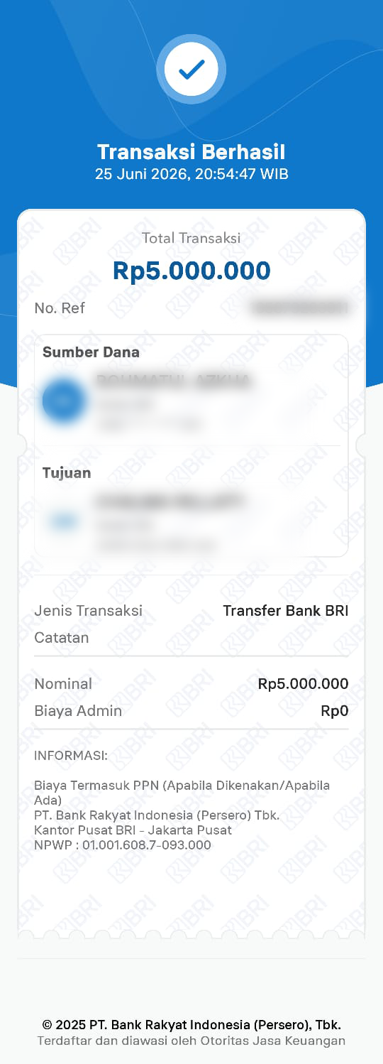 Bukti pembayaran Valda Apparel Collection